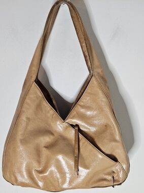 Hobo International Vintage Shoulder Bag Slouch Tan Camel Leather Zipper Side